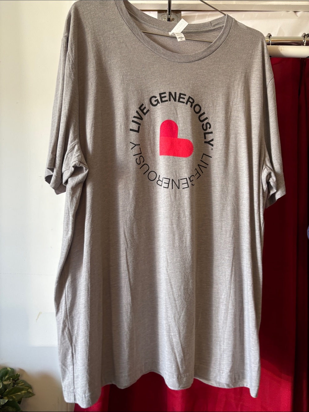 Bella Canvas Gray Tee with Pink Heart Live Generously Graphic